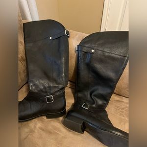 Over the knee, wide calf Black leather boots by Naturalizer.